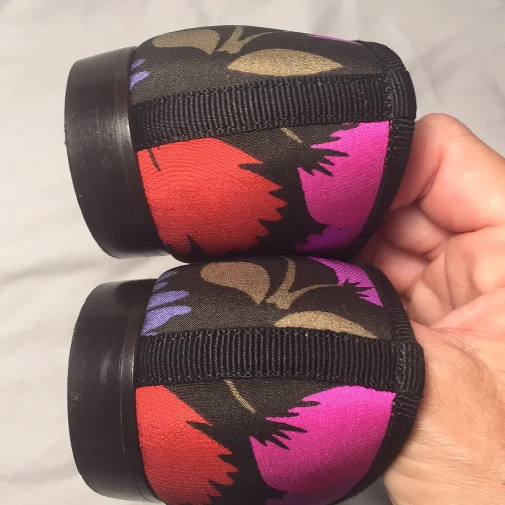 Black Floral Ballet Flats with Pink Accents - Picture 5 of 6